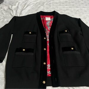 Sandro Black Cardigan with Red Accents